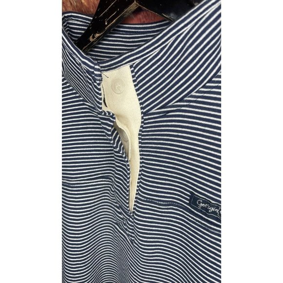 State of Mine Georgia Blue Stripe Striped Women’s XXL Henley Pullover Sweatshirt - Picture 2 of 6